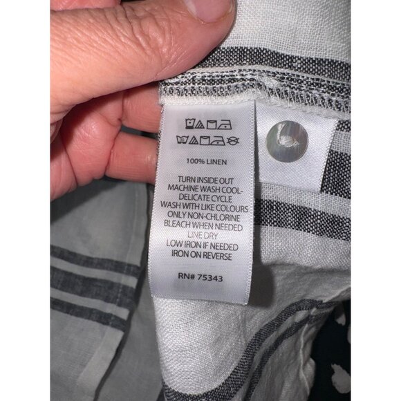 NWT C&C California Striped Linen Tank Top Button Back M Cream Black Stripe Money - Picture 7 of 7